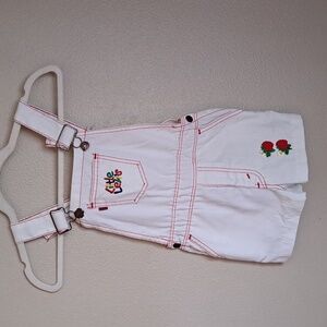 Vintage Little Levis White Overalls With Strawberry's # 30120-4252 Size 7